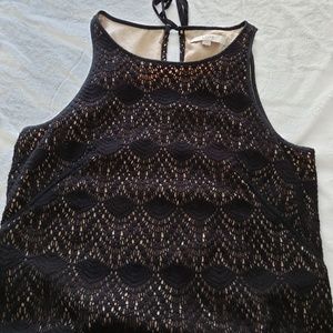 Black LOFT crochet dress with nude underlay